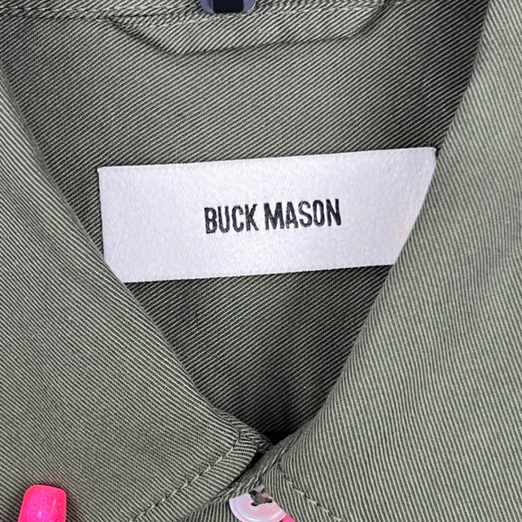 Buck Mason Palm Vintage Camp Cotton Button Down Army Green Shirt Mens Size: M - Picture 4 of 7